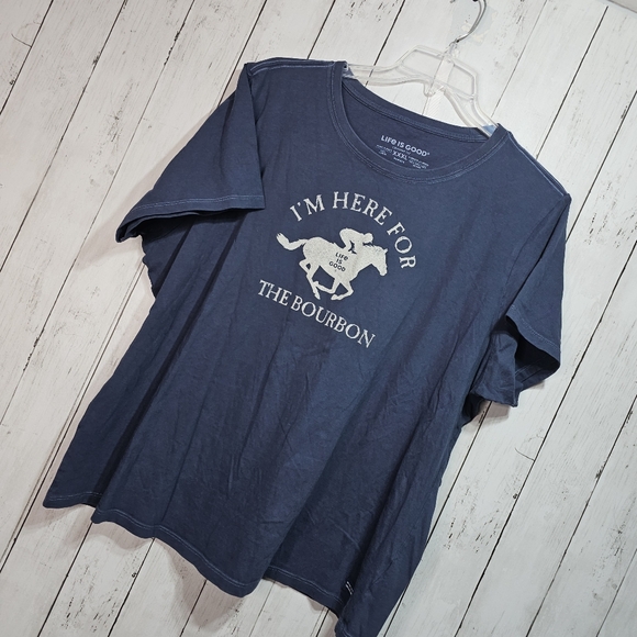 Life Is Good Women's Blue Graphic Crusher T-shirt I'm Here For The Bourbon XXXL. - Picture 2 of 7